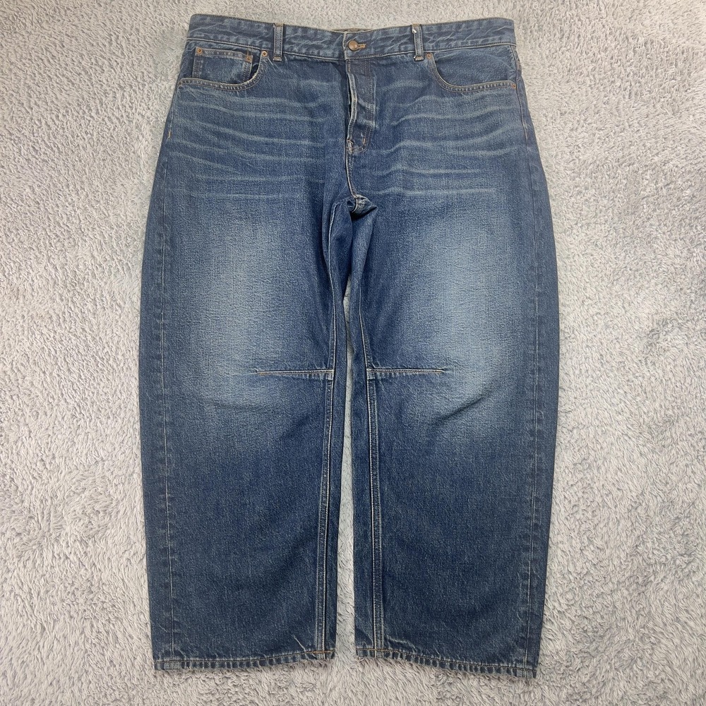 Madewell Jeans Womens 33 41x26 Blue Darted Barrel-Leg Wide-Leg‎ High-Rise Crop